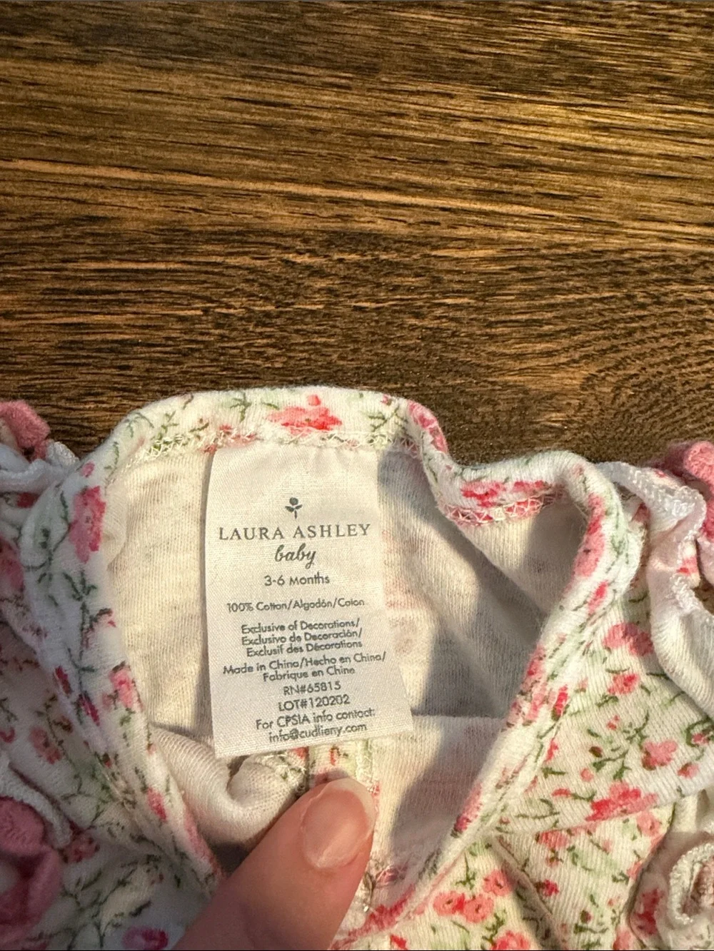 Laura Ashley baby Pink and White Floral Footed One-Piece